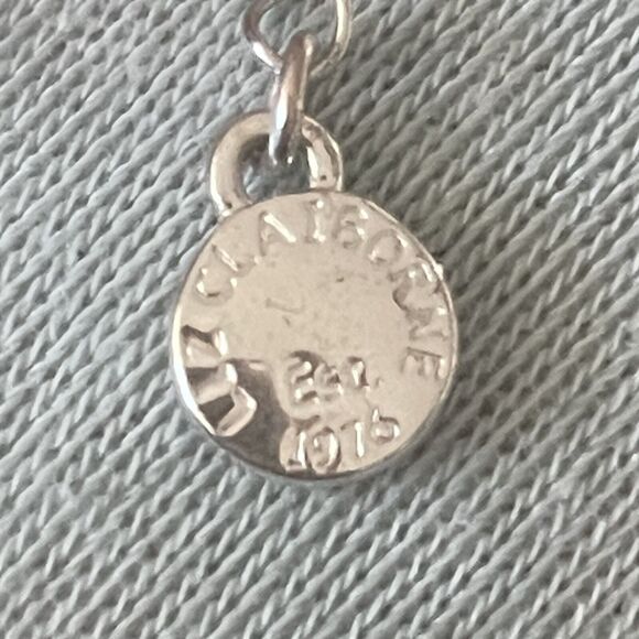 Vintage Signed Liz Claiborne Multi Stone Bezel Set Cabochon Silver Tone Necklace - Picture 6 of 6